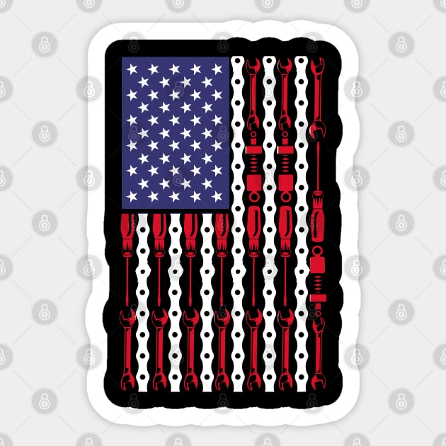 American Flag  Mechanic  Workshop Sticker by Caskara